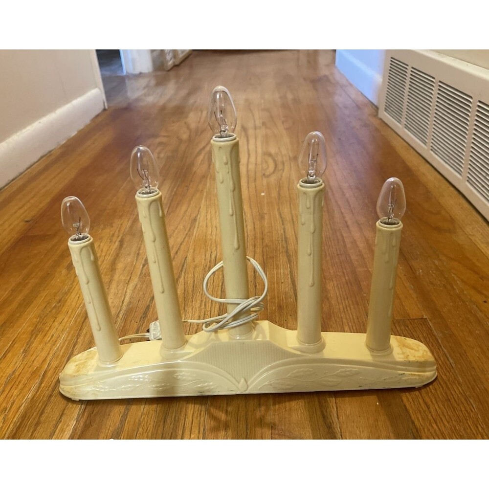 Vintage Noma Christmas Candle 5 Lite Five Light Candelabra Ivor y w/ Bulbs Works